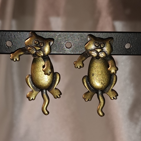 Vintage 2 part JJ JONETTE cat earrings - Picture 3 of 4